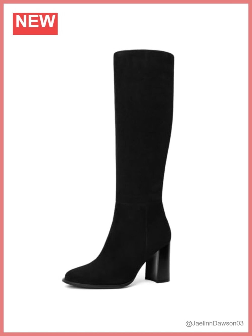 Women's Knee High Boots, Round Toe Chunky Heel with Side Zip, Faux Leather
